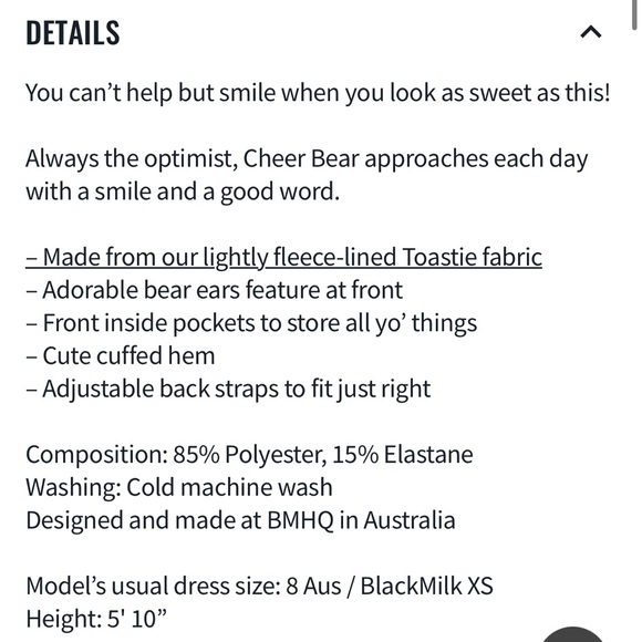 CHEER BEAR ICE CREAM SHORT EARVERALLS XS NWOT BLACKMILK BM BLACK MILK BEAR - Picture 6 of 9